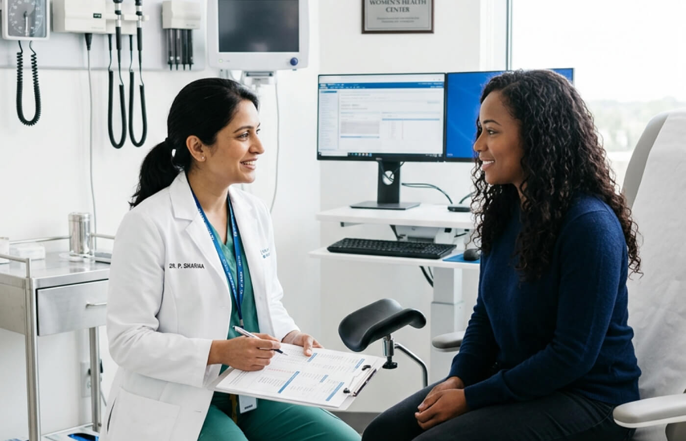 Doctor meeting with minority patient