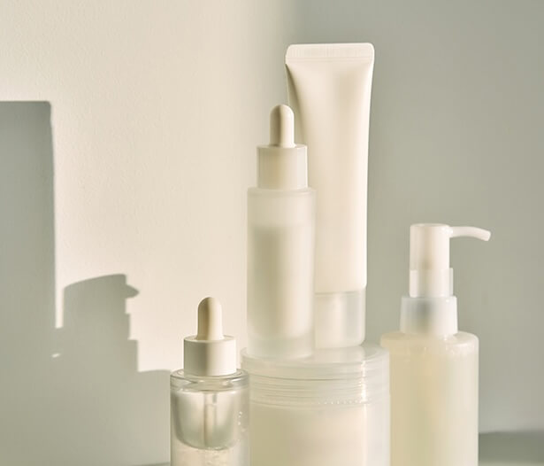 White bottles of skin care