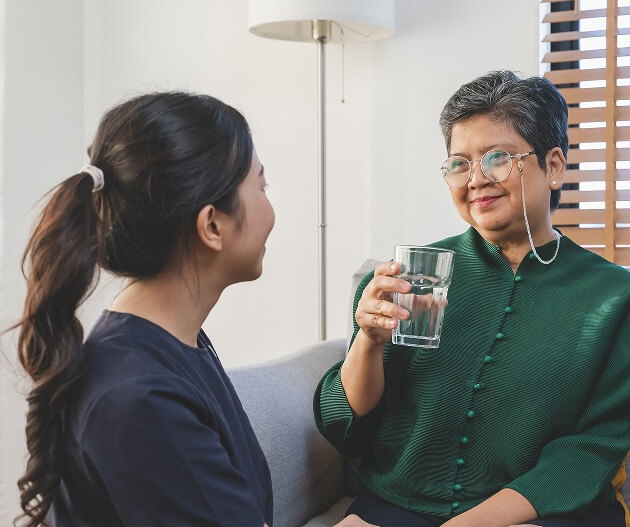 Mature woman meeting with medical provider